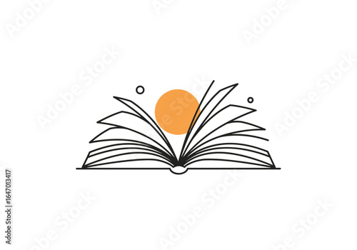 Discovering the light of knowledge through open pages and a rising sun symbolic of new beginnings and enlightenment
