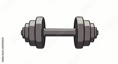 Cartoon Style Gray Dumbbell with Stacked Weights