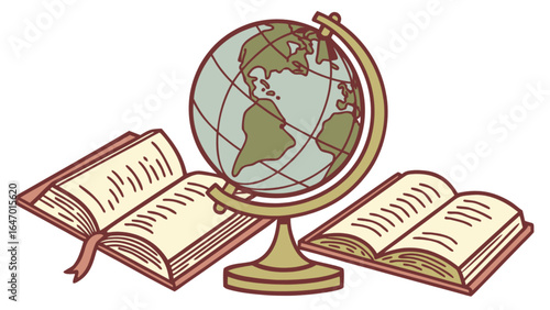 Explore the world geography with books and globe for education and learning resources and study material