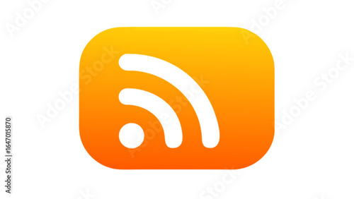 Rss feed icon symbol for podcasting and news updates in orange and yellow gradient square design vector