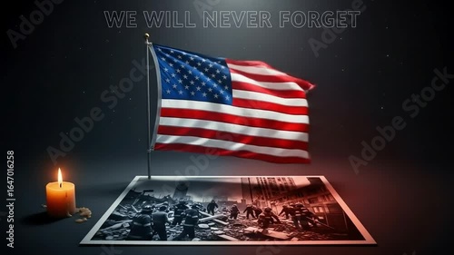 9 11 remembrance image with american flag candle and ruins a powerful tribute to patriot day never forget september 11 new york and patriots