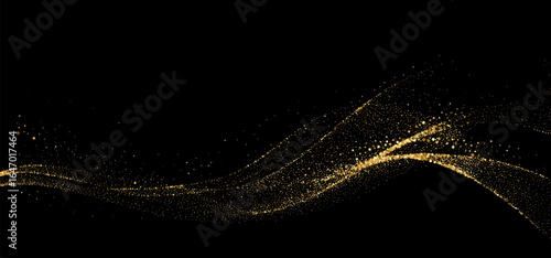 Abstract shiny gold glitter particles design element