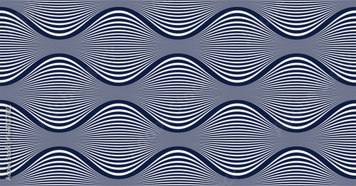 Wavy lines linear seamless pattern, water waves repeat abstract background, curve lines runny river tranquil and relaxing tiling wallpaper.