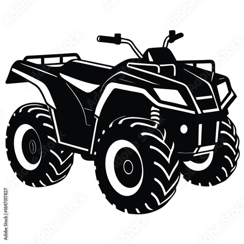 Black quad bike with large tires all terrain vehicle