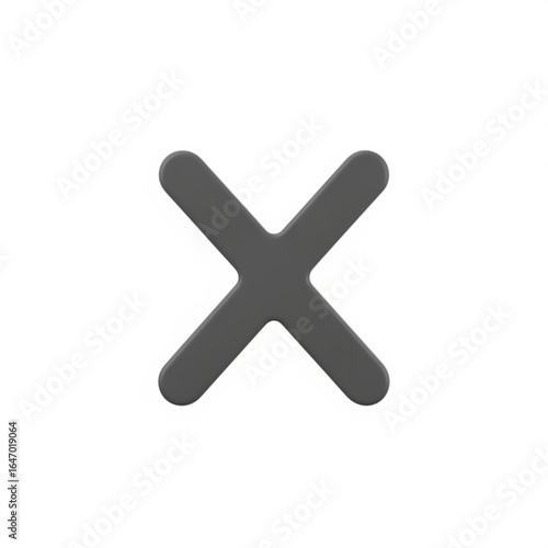 Gray cross mark isolated on white background, a symbol of cancellation