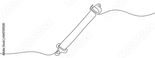 Continuous hand drawn line of seat belt, isolated on transparent background, editable stroke.