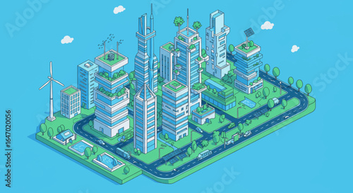 Futuristic Green City with Sustainable Energy