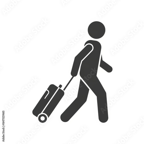 Man with suitcase icon isolated on white background for travel design