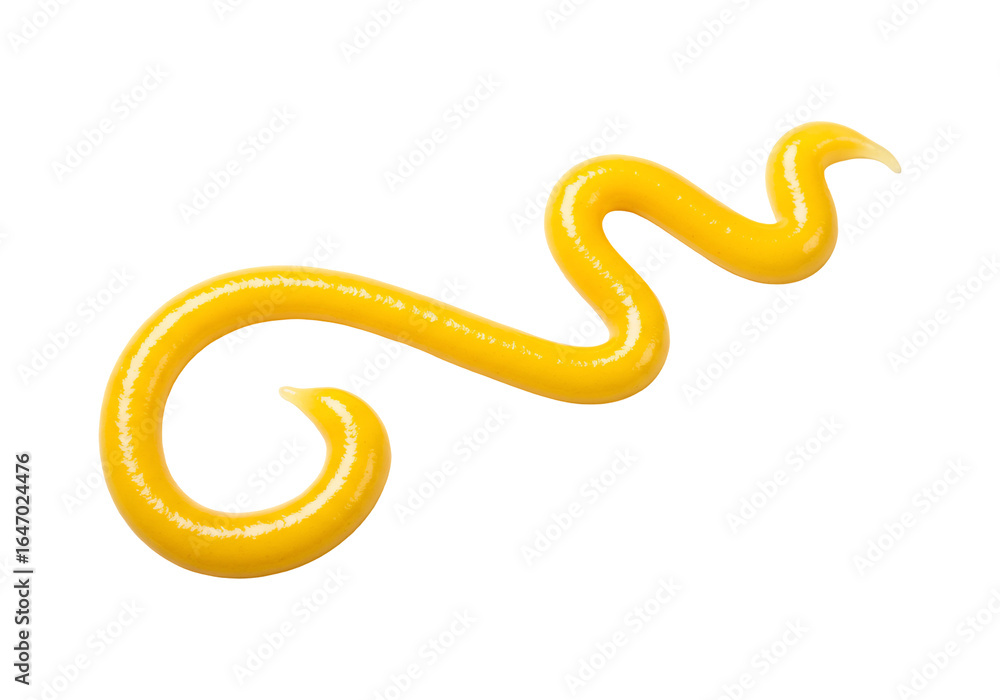 Obraz premium Stream of yellow sauce isolated on transparent background for food concept