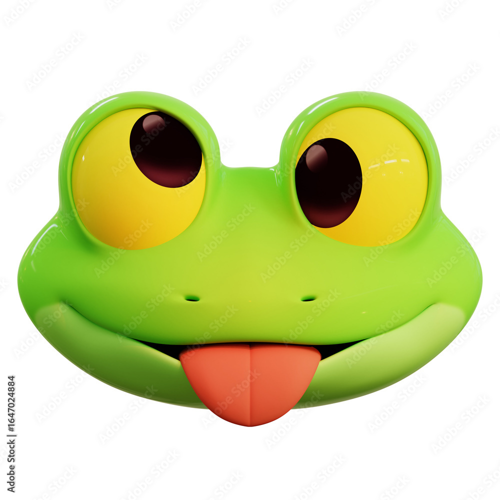 Fototapeta premium frog ugly face 3d emoji