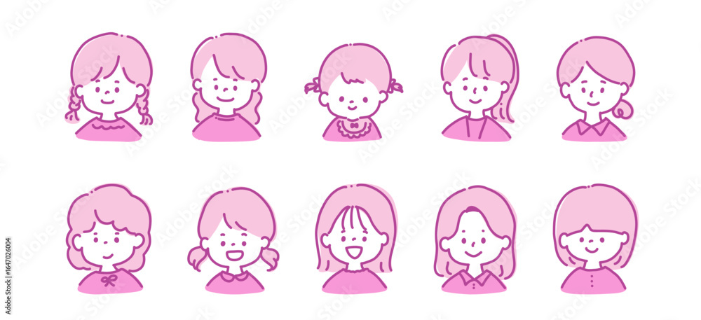 Obraz premium 女の子 アイコン ピンク