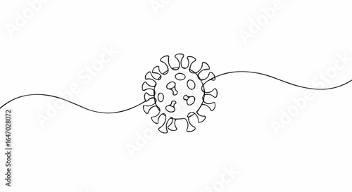 An illustrative line drawing of the coronavirus, symbolizing the ongoing pandemic. 