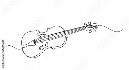 A minimalistic line art illustration of a violin.