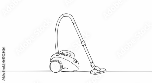 A minimal line art illustration of a vacuum cleaner.