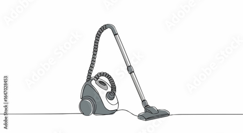 A minimalist line drawing of a vacuum cleaner emphasizing its clean lines.