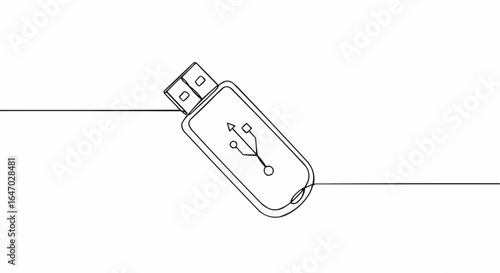 USB stick depicted in a minimalistic line art style.