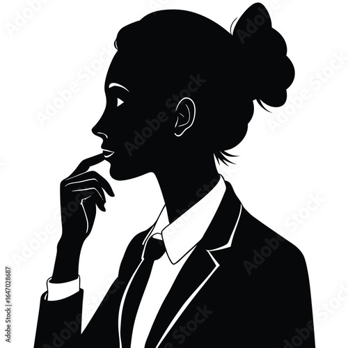 Woman in suit thinking silhouette business