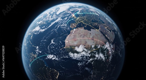 Earth Globe with Network Connections Global Communication Concept.