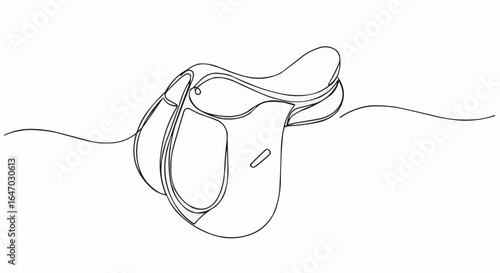An elegant line art illustration of a saddle