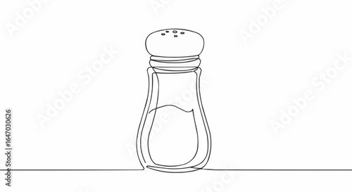 A minimalist black line art illustration of salt shaker on a white background.