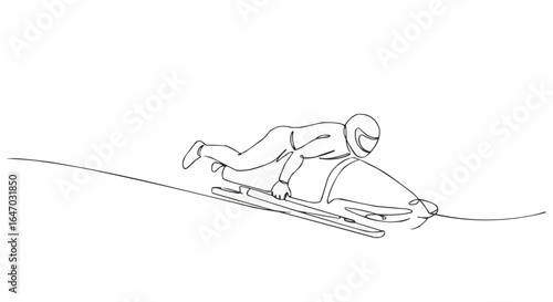 A skier swiftly descending on skis against a blank backdrop. 