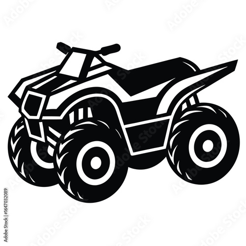 Black and white quad bike all terrain vehicle