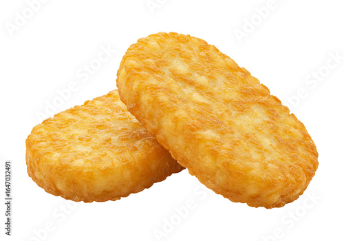 Golden fried hash brown potato patty breakfast food