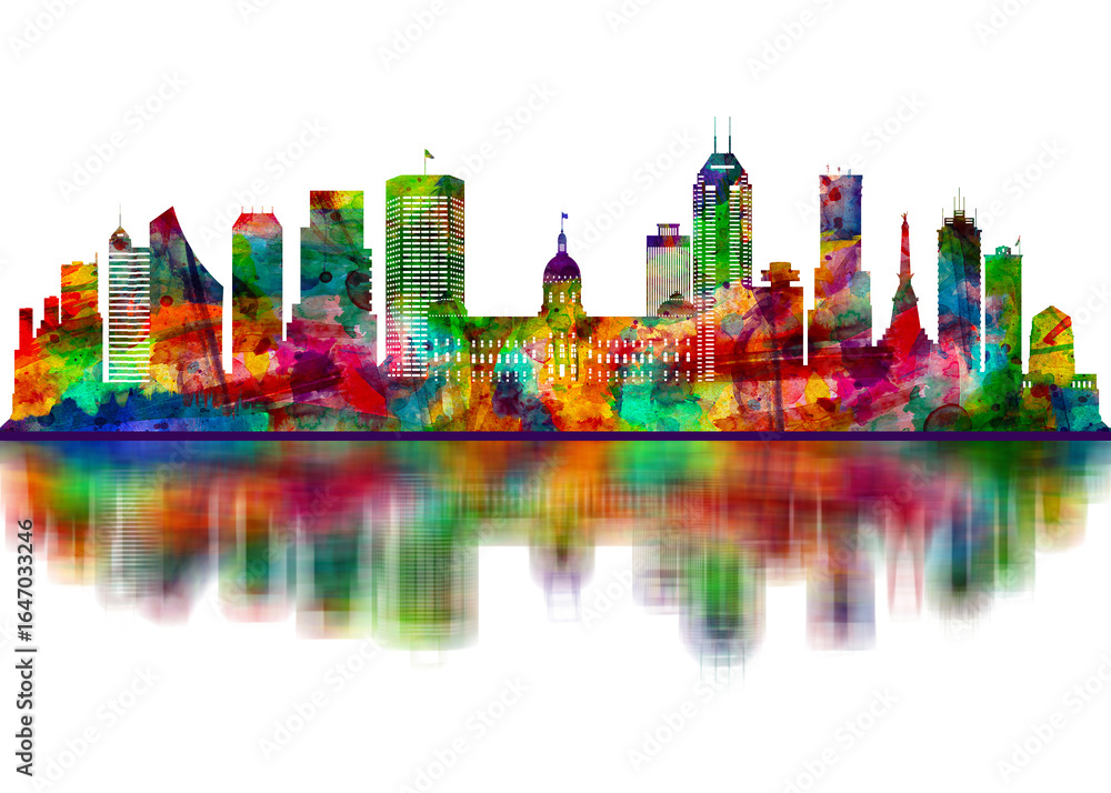 Obraz premium Indianapolis Indiana Skyline. Cityscape Skyscraper Buildings Landscape City Downtown Art