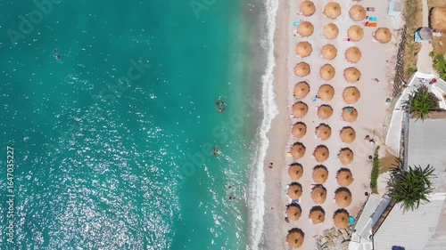 Bune bay, Albania, drone aerial view. Albanian seashore