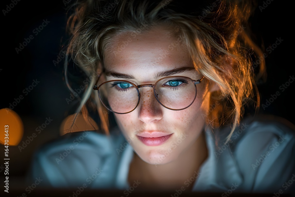 curiosity lights a businesswoman scanning tablet data like a detective spotting clues curiosity lights a businesswoman scanning tablet data like a detective spotting clues