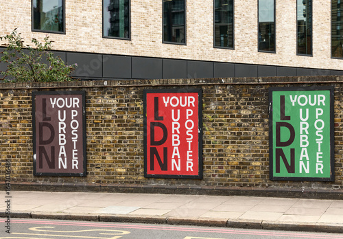 Mockup of Three Outdoor Posters for OOH AD  in London