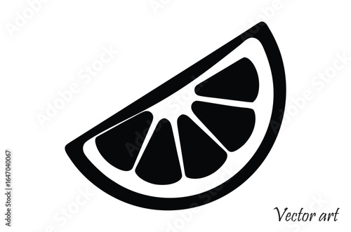 Lemon wedge silhouette vector, lemon wedge in drink black silhouette icon