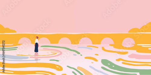 A lone figure stands at the...
