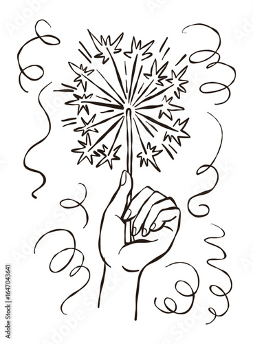 Bengal Light Fire Sparkler In Female Hand.