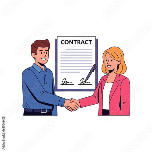 Business partners shaking hands after signing a contract