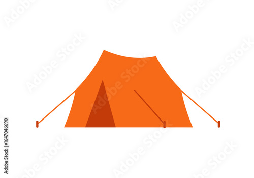 Simple Orange Camping Tent Illustration with Guy Ropes