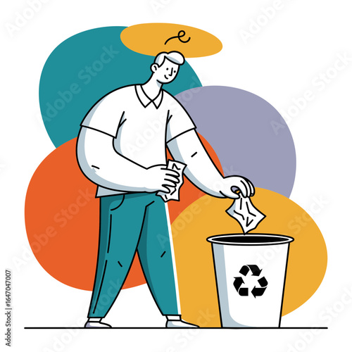 Man Cleaning Up Trash in a Park