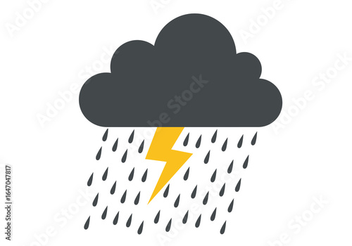 Dark Cloud with Rain and Lightning Illustration