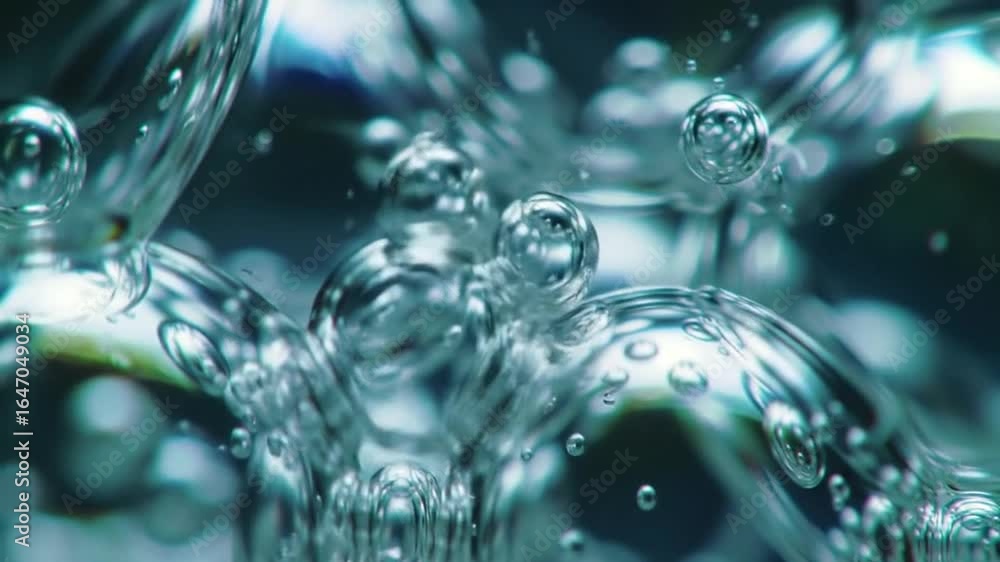 A macro shot shows translucent bubbles of various sizes reflecting light and creating a sense of depth A macro shot shows translucent bubbles of various sizes reflecting light and creating a sense of depth