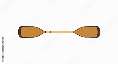 Simple cartoon illustration of a wooden double-bladed kayak paddle with brown blades.