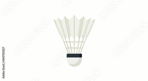 Vector illustration of a badminton shuttlecock with white feathers and a dark green band.