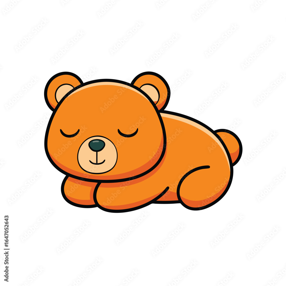 Obraz premium Adorable Sleeping Bear Cartoon Illustration Calm and Peaceful Animal with Closed Eyes Lying Down