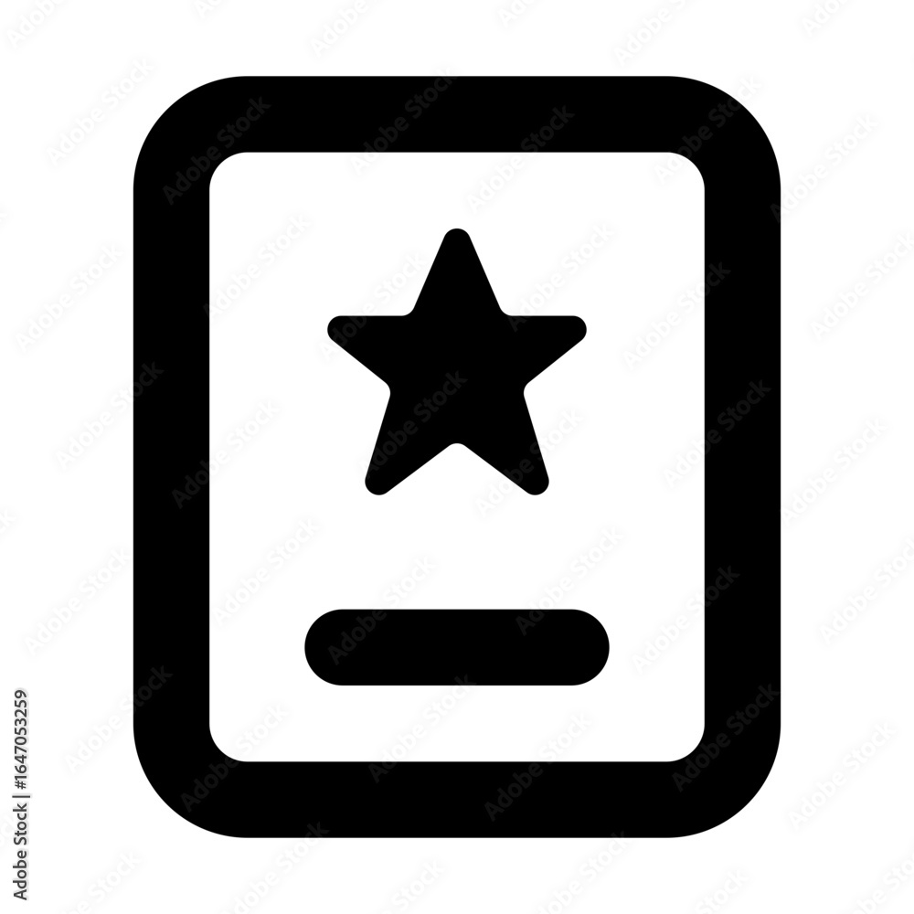 Obraz premium Black And White Mobile Ui Favorite Document Icon