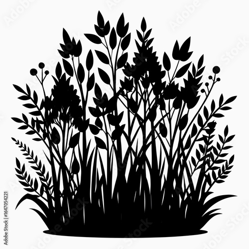 Wild Thicket vector clean black silhouette design white background