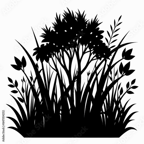 Wild Thicket vector clean black silhouette design white background