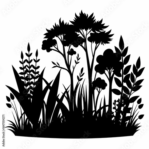 Wild Thicket vector clean black silhouette design white background