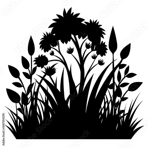 Wild Thicket vector clean black silhouette design white background