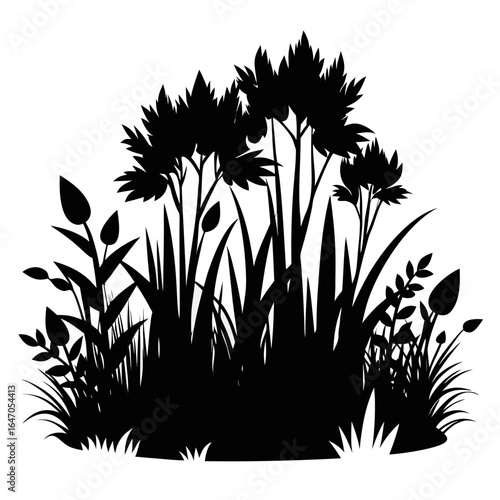 Wild Thicket vector clean black silhouette design white background