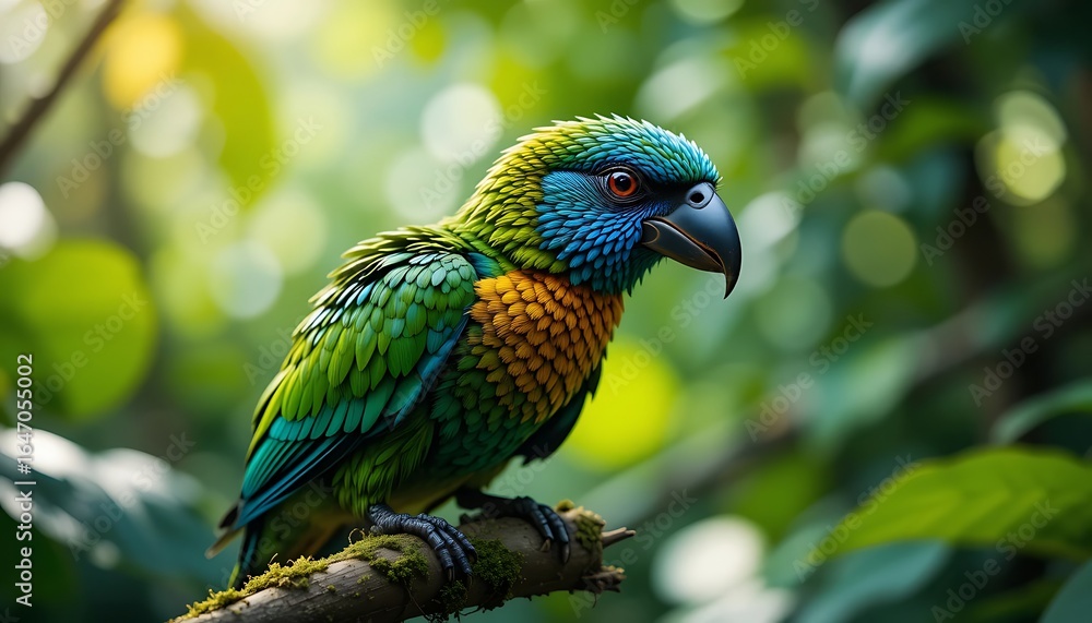 Obraz premium Vibrant Parrot in Lush Rainforest - Vibrant Colors