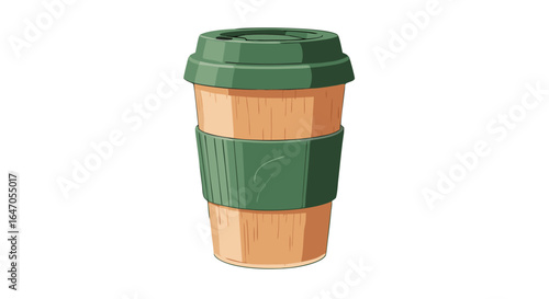 Stylish reusable coffee cup for eco conscious consumers enjoying a morning beverage on the go